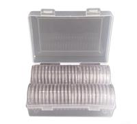 Commemorative Coin Storage Case with Transparent Square Box and Small Round Compartments to Prevent Oxidation
