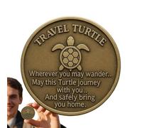 Commemorative Coin - Travel Pocket Coin Turtle,Collectible Metal Keepsake Special Portable Double-Sided Blessing Poem for Anniversaries Graduation Birthday Collectors