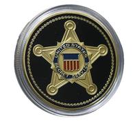 Commemorative Coin United States Secret Service Star Badge Coin - Metal Challenge Token with Black Enamel Background, Gold Plated Collectible Law Enforcement Tribute Coin for Display or Collection