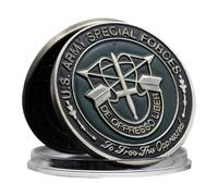 Commemorative Coin US Army Special Forces Medallion - De Oppresso Liber Motto with Crossed Arrows Emblem, Antique Silver Iron Collectible Coin for Military Heritage and Patriotic Display