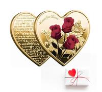 Commemorative Coin,Valentine's Day Golden Commemorative,Heart Shaped Love Lucky Coin,Lucky Coin,Flower Heart Shape Souvenir Coin,Love Heart Decor,For Husband/Wife/Girlfriend/Boyfriend,2 PCS