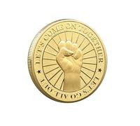 Commemorative Coin with Fist Design, Motivational Quote Let's Come On Together, Inspirational Metal Coin, Gold-Plated Collectible Coin