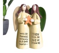 Commemorative Friendship Gift - Twin Sculpture Figurines, Handmade Fairy Statues | Twin Angelic Decoration, Resin Memory Symbol with Display on the Shelf, Emotional Table Ornament Trib