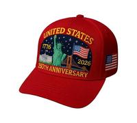 Commemorative Hat - America Country 250Th Baseball Hat | Adjustable Headwear Fashion 1776-2026 for Parade Running Travel Fishing Beach Hiking Red