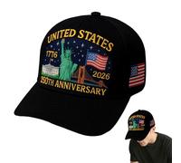 Commemorative Hat, Commemorative America 250Th Baseball Hat, Women Men 1776-2026 Keepsake Adjustable for Travel Beach Running Hiking Fishing Parade Black