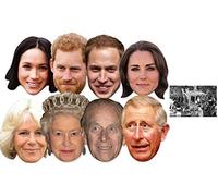 Commemorative Mask Pack - Platinum Jubilee 2022 Party Masks - Royal Family 8 Pack - includes 15cm x 10cm Photo