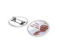Commemorative Metal Badge, Pope Francis 1936-2025 Design, Resin Centre, 2.5 cm, Pack of 6