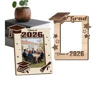 Commemorative Photo Holder - Academic Milestone Keepsake, Natural Wood Portrait Stand with Gold Foil Engraving, Polished Sturdy Timber Finish, Ideal for Bookshelf University Dorms