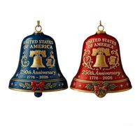 Commemorative United States 250th Anniversary Bell Ornament For Christmas Tree Hanging Decoration Metal Shatter Resistant Hanging Memorial For Patriotic Holidays