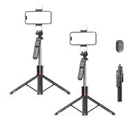 Commencu/Flushormal/Gloryboom Gimbal Stabilizer - Master Every Move,2-in-1 Tripod & Selfie Stick with 360° Anti-Shake,With Wireless Remote Control and Dual Fill Lights,For Camera/Smartphone (2pcs)