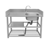Commercial 1 Compartment Kitchen Sink Stainless Steel Includes Faucet & Strainer Ideal for Restaurants Outdoor Grilling Camping & Garden Use Durable & Easy to Clean