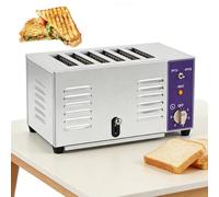 Commercial 4/6-Slice Pop Up Toaster, Compact Stainless Steel Toaster with Extra-Wide Slots, 5 Browning Levels, Double-Sided Baking, Pull-out Chip Tray, Electric Toaster for Bread, French Toast
