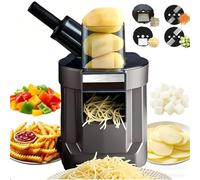 Commercial 4-in-1 Electric Vegetable Chopper Stainless Steel Blades for Dicing, Shredding, Slicing & French Fries, Double Discharge PortLarge Capacity for Home & Commercial Use