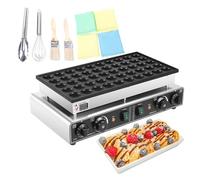 Commercial 50Pcs Electric Mini Pancake Baker Maker Nonstick Waffle Makers Machine, 1700W Iron Waffle Baker Dutch Pancake Machine for Kitchen, Restaurant, Evenly Heated with a Timer, 122-572℉