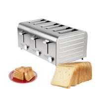 Commercial 6 Slices Stainless Steel Toaster With 7 Browning Levels, Frozen/Cancel/Reheat Function, Auto Pop-Up,Removable Crumb Tray,for Home, Store, Hotel, Party Use