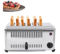 Commercial 6-Slot Stainless Steel Toaster,Wide Slot Rapid Bake for Restaurant and Home Kitchen,3/6-Slice Toast Mode