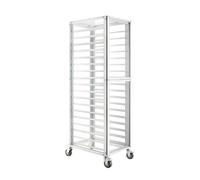 Commercial Aluminum Bun Pan Rack with Brake Wheels, Heavy Duty Bakery Cooling Rack for Full or Half Sheet Pans, 9-Tier