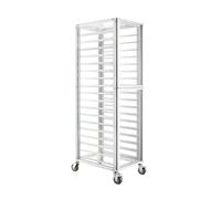 Commercial Aluminum Bun Pan Rack with Brake Wheels, Heavy Duty Bakery Cooling Rack for Full or Half Sheet Pans, 9-Tier