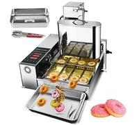 Commercial Automatic Donut Maker 1750pcs/h 4 Rows Auto Doughnut Machine with Intelligent Control Panel 2000W Auto Flip Adjustable Thickness Donut Fryer 5.5L Hopper