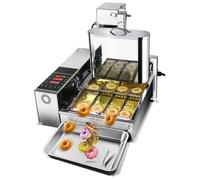 Commercial Automatic Donut Maker Machine, Digital 4 Rows Donut Fryer with Control Panel, Adjustable Thickness, Stainless Steel Snack Food Equipment