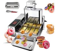Commercial Automatic Donuts Machine, 4/6 Rows Donuts Making Equipment, Intelligent Control Panel, Stainless Steel Frying Auto Fryer, Auto Flip, Street Food Snack Food Equipment
