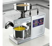 Commercial Automatic Oil Press Machine, 3-6 kg/h Olive Oil Extractor, Stainless Steel Cold Press, Adjustable Temperature 40-300°C, for Peanuts Almonds Grains