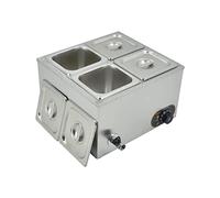 Commercial Bain Marie,1500W Electric Food Warmer Stainless Steel Steam Table Temperature Control with Lids, Drain Tap, GN 1/6 x4 Containers -150mm x4