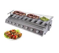 Commercial Barbecue Grill, 8 Burners LPG Tabletop Gas Grill, Stainless Steel with Griddle and Independent Ignition for Restaurants and Outdoor Camping