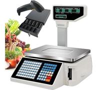 Commercial Barcode Label Printing Scale with Thermal Printer, Double Sided Display for Efficient Retail and Warehouse Inventory Management