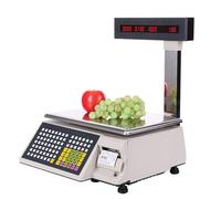 Commercial Barcode Scale with Label Printer, 15kg/30kg Price Computing Scale, 71 Shortcut Keys for Supermarket Trade and Retail Store