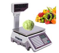 Commercial Barcode Scale with Thermal Label Printer & Pole Display, 30Kg Capacity, Mobile APP Integration for Supermarket Retail Efficiency