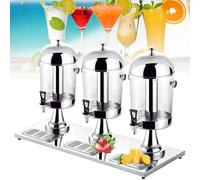 Commercial Beverage Dispenser 24L 3-Head, 304 Stainless Steel & Clear Glass Cold/Hot Juice Dispenser Machine for Breakfast Buffet, Bars, Hotels