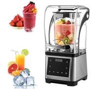 Commercial Blender 2200W Heavy Duty Countertop with Quiet Shield Sound Enclosure, DIY Timer & Speed Adjustment for Smoothies, Juices, Shakes & Frozen Drinks
