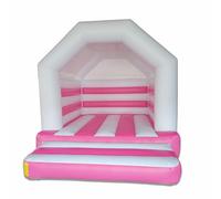 Commercial Bounce House Inflatable Castle 100% PVC Material Playground Backyard Bouncer (White + Pink, L4xW3xH2.8 meter)