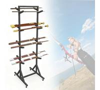 Commercial Bow Hanger Rack with Brake Wheels, Black Archery Equipment Display Stand for Archery Range/Hunting Camp/Outdoor Sheds, Easy to Install