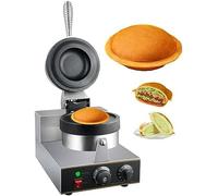 Commercial Burger Waffle Maker, 1300W Non Stick Electric Panini Press with 50-300°C Temp Control, Double-Sided Heating, Timer for Bubble Waffles