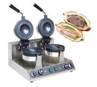 Commercial Burger Waffle Maker, 360° Rotary Heating, Non-stick Electric Panini Press, 50-300°C Temperature Control, for Steak Shop, Snack Bar