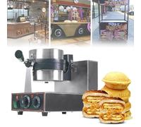 Commercial Burger Waffle Maker, Non-Stick Electric Panini Press, 1300w Stainless Steel Electric Waffle Maker, 50-300℃ Temperature Control, Double-Sided Heating,A