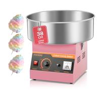 Commercial Candy Floss Machine, FOHERE 1000W Cotton Candy Machine Pink, Stainless Steel Bowl and Sugar Scoop, Perfect for Kids Birthdays, Parties, Celebrations, Carnival