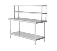 Commercial Catering Stainless Steel Table Overshelf Kitchen Prep Work Bench Set