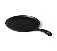 Commercial CHEF 10.5-Inch Cast Iron Round Griddle, Pre-Seasoned Cast Iron, Integrated Hanging Hole in Handle, Works on All Cooktops Including Induction, Outdoor Skillet for Campfires, CHFL911