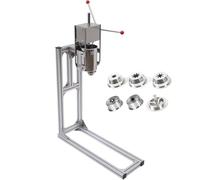 Commercial Churro Machine, Hand Crank Stainless Steel Churro Maker with 6 Nozzles, 3L Vertical Type Manual Spanish Donuts Filler for Restaurants Bakeries