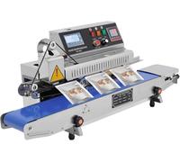 Commercial Continuous Bag Sealer Machine, Automatic Horizontal Heat Sealer With Digital Temperature Control For Efficient Packaging And Strong Sealing Blue