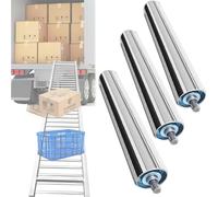 Commercial Conveyor Rollers Steel Axle, 3-Pack, 60mm Diameter, 500mm Length, Non-Powered Replacement for Roller Conveyors, Ideal for Material Handling Solutions