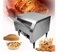 Commercial Conveyor Toaster 150/300/450 Slices per Hour Stainless Steel Chain Toaster for Restaurants Coffee Shops Silver 300