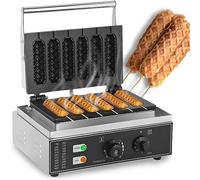 Commercial Corn Dog Waffle Maker Machine, 1550W Hot Dog Cheese Stick Press Iron, 50-300℃ Temp Control & 5-min Timer French Muffin Cooker for Restaurant Home Kitchen
