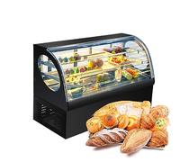 Commercial Countertop Display Refrigerator - Curved Glass Display Case For Pastries & Cakes - Adjustable Shelves - Ideal For Bakery/Cafe - Refrigerated Showcase Shelf