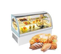Commercial Countertop Display Refrigerator - Curved Glass Display Case For Pastries & Cakes - Adjustable Shelves - Ideal For Bakery/Cafe - Refrigerated Showcase Shelf