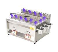 Commercial Countertop Gas Deep Fat Fryer Dual Tanks with Basket and Lid, Stainless Steel LPG Fryer, Adjustable Firepower, Ideal for French Fries in Home Kitchen and Restaurant Use