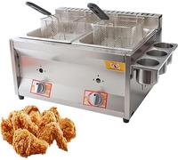 Commercial Countertop Gas Fryer, Deep Fat Fryer with 2 Baskets, 20L Capacity, Ideal for Restaurants and Catering